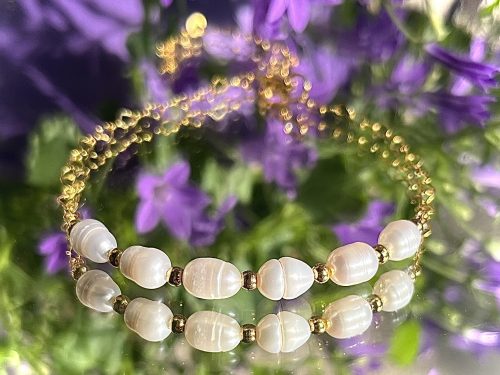 Masa perłowa na łańcuszku – około 6-8mm + koraliki dystansowe