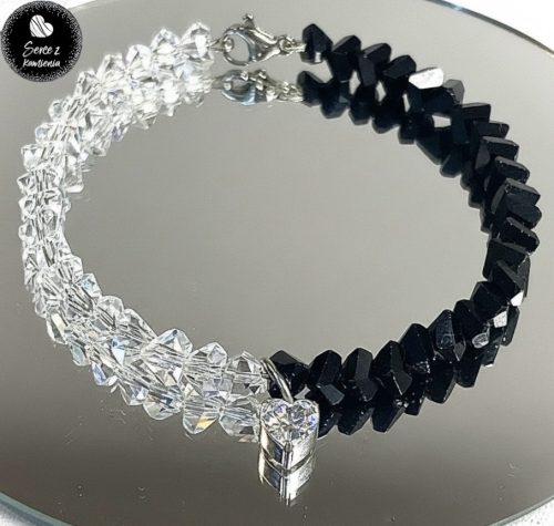 Szkło double color – zawieszka serduszko cyrkonia