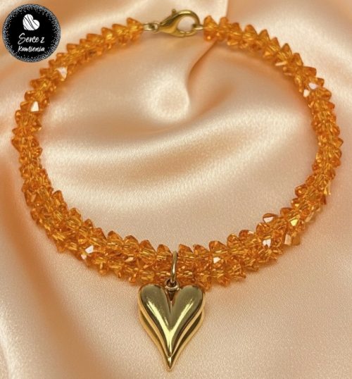 Szkło pomarańczowe – zawieszka serduszko