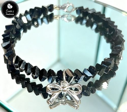 Szkło czarne – zawieszka kokardka