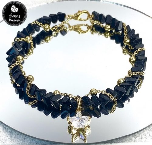 Szkło czarne z łańcuszkiem – zawieszka gwiazdka cyrkonia