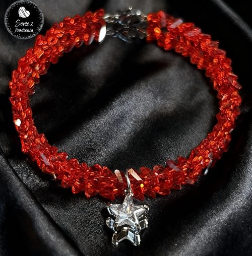Szkło czerwone – zawieszka gwiazdka cyrkonia