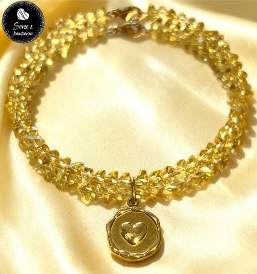 Szkło żółte – zawieszka serce