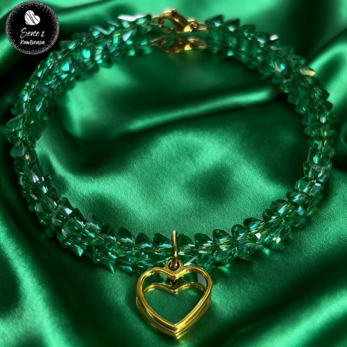 Szkło zielone – zawieszka serce obwód