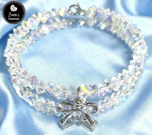 Szkło kryształowe opalizujące – zawieszka kokardka