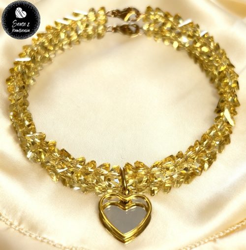 Szkło żółte – zawieszka serce obwód