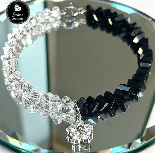 Szkło double color – zawieszka kwiatek cyrkonia