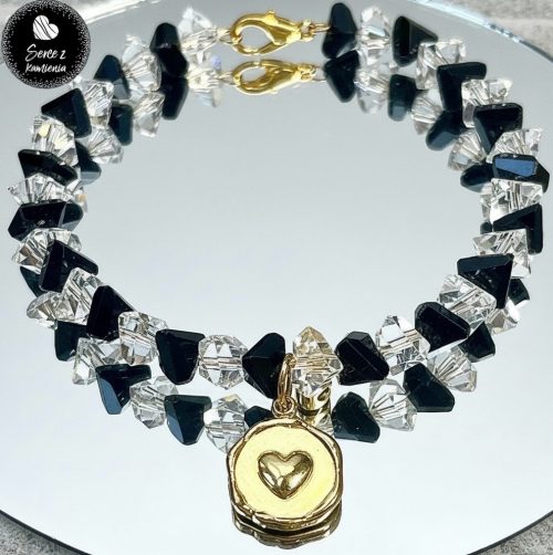 Szkło mix black & white – zawieszka serce