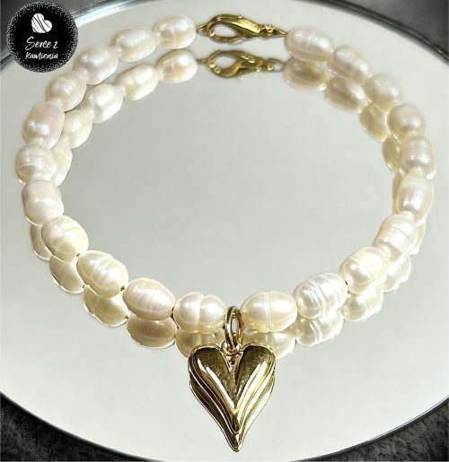 Masa perłowa – około 6-8mm + zawieszka serduszko