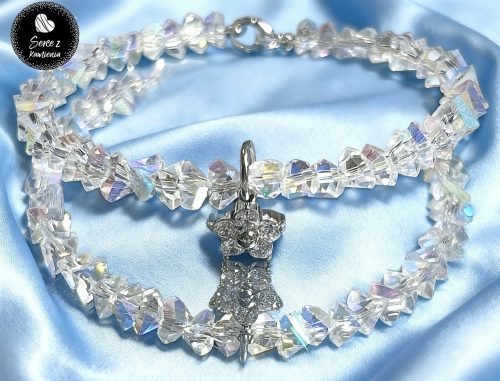 Szkło kryształowe opalizujące – zawieszka kwiatek cyrkonia