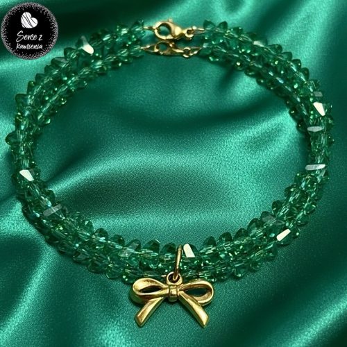 Szkło zielone – zawieszka kokardka