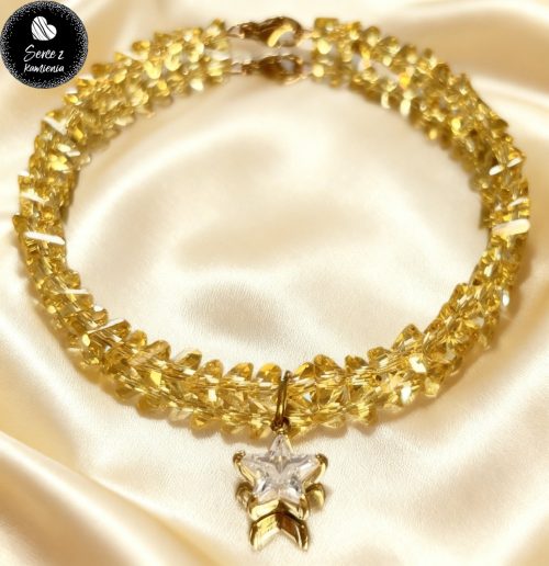 Szkło żółte – zawieszka gwiazdka cyrkonia