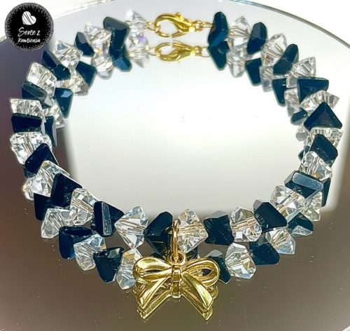 Szkło mix black & white – zawieszka kokardka