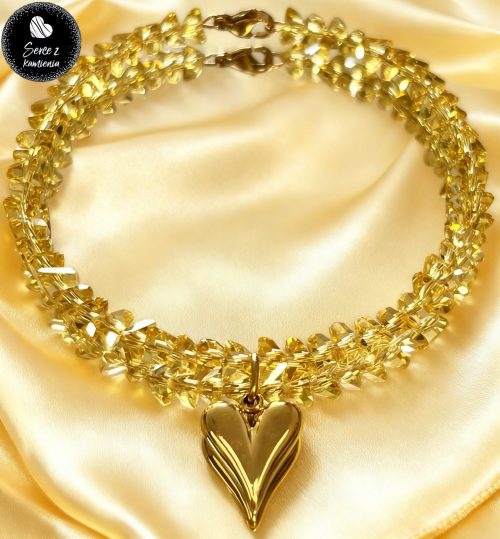 Szkło żółte – zawieszka serduszko