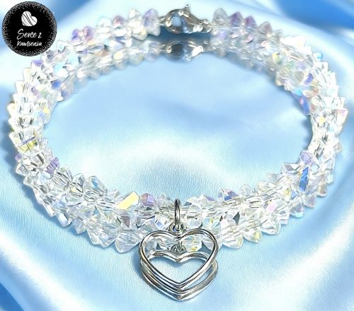 Szkło kryształowe opalizujące – zawieszka serce obwód