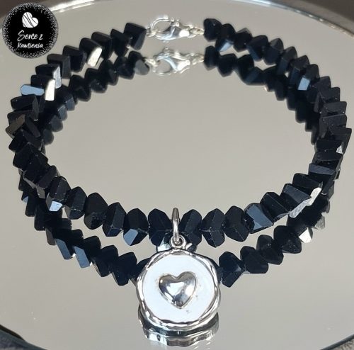 Szkło czarne – zawieszka serce