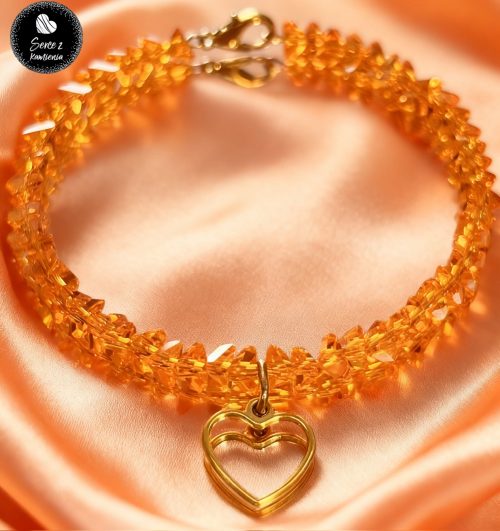 Szkło pomarańczowe – zawieszka serce obwód