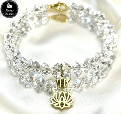 Szkło kryształowe – zawieszka ręka Fatimy z kwiatem lotosu