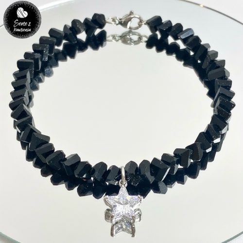 Szkło czarne – zawieszka gwiazdka cyrkonia