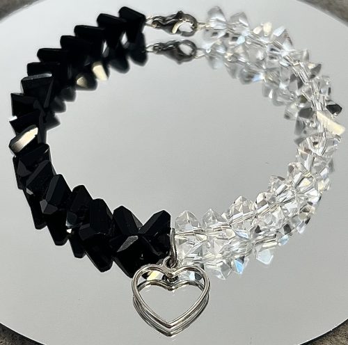 Szkło black & white – zawieszka serce obwód