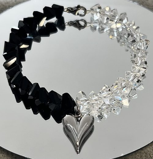 Szkło black & white – zawieszka serduszko