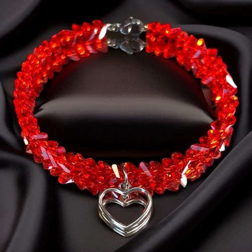 Szkło czerwone – zawieszka serce obwód