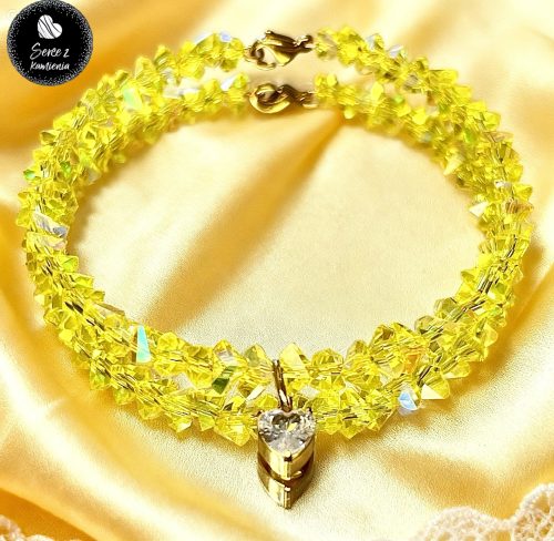 Szkło cytrynowe – zawieszka serduszko cyrkonia