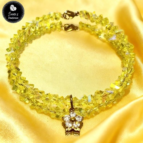 Szkło cytrynowe – zawieszka kwiatek cyrkonia