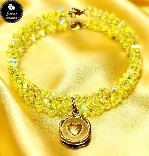 Szkło cytrynowe – zawieszka serce