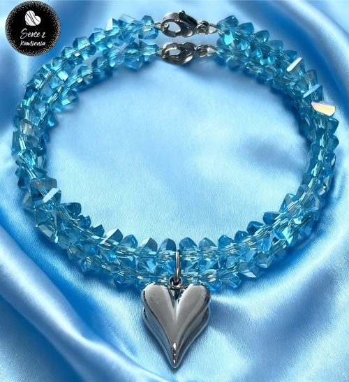 Szkło błękitne – zawieszka serduszko