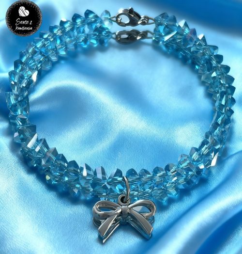 Szkło błękitne – zawieszka kokardka